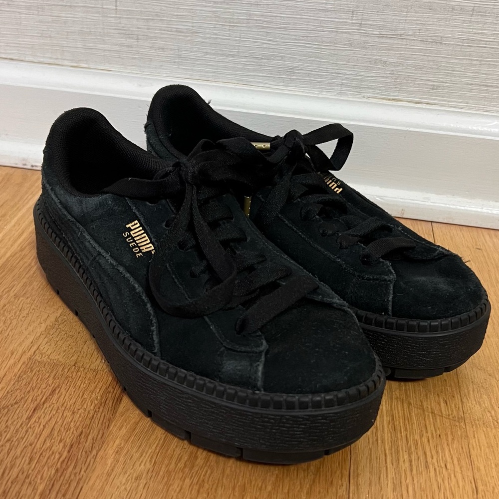 Puma Trace Black Suede Platform Sneakers